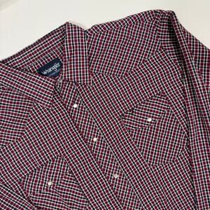 Vintage Wrangler Western Pearl Snap Shirt Plaid Red XXL